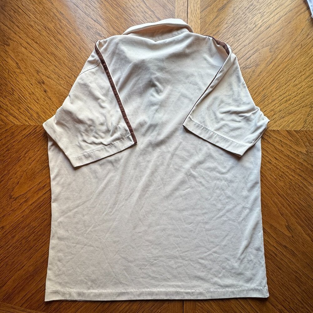 (L) PALMLAND VINTAGE Tan w/ Brown Trim on Pocket & Shoulder Seam Polo - Picture 3 of 6